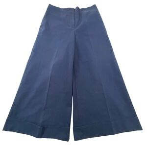 Ter Et Bantine Navy Blue Wide Leg Cropped Trousers Made in Italy Size 44 US 8